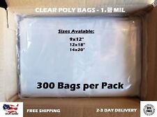 300 Clear Poly Bags Large Plastic Packaging Open Flat Packing T-shirt Apparel