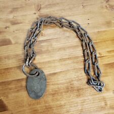Antique Vintage Brass Number 3 Cow Cattle Tag Original Chain