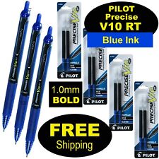Pilot Precise V10 Rt 3 Pens 4 Packs Of Refills Blue Ink 1.0mm Bold Point