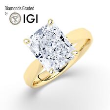 Radiant Solitaire Hidden Halo 18k Yellow Gold Engagement Ring 4ctlab-grown Igi