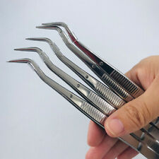 Dental Stainless Steel Tweezer Tweezers Serrated Angled Forceps Tweezers