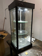 Glass Tower Display Case. Led Illuminated Lockable. Adjustable Rotating Shelves