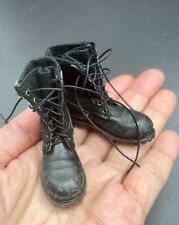 16 Scale Black Combat Tactic Boots Peg Based For 12 Male Action Figure