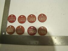 Vtg Lot Of 8 Cattle Animal Tags Round Red T.d.d. C.c. Used