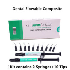 Dental Flowable Composite Flow Resin 2 Syringes Kit Light Cure A1 A2 A3 Tips