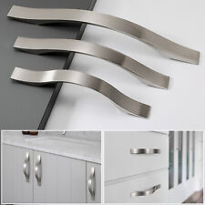 Modern Curved Kitchen Cabinet Drawer Handles Cupboard Pulls Brushed Nickel Lot