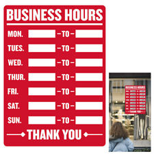 Business Hours Sign Open Mon Sun Closed Times Store Office Cling Window 9x12 New