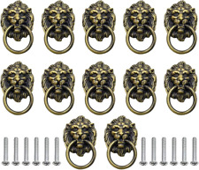 12 Pack Cabinet Knobs Pulls Lion Head Ring Pulls Handle For Drawer Dresser Wardr