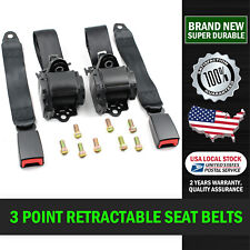 2 Retractable 3 Point Safety Seat Belt Straps Car Adjustable Belt Kit Universal