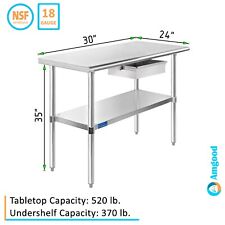 24 X 30 Stainless Steel Work Table With Drawer Nsf