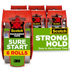 Scotch Sure Start Shipping Packaging Tape 6 Rolls With Dispenser 1.88 X 22.2 Yd