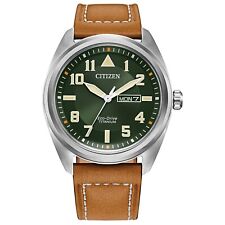 Citizen Eco-drive Mens Garrison Calendar Brown Leather Watch 42mm Bm8560-02x
