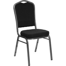Crown Back Stacking Banquet Chair With Black Dot Fabric And Silver Vein Frame