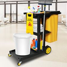 Vilobos Commercial Janitorial Cleaning Cart Housekeeping Trolley Vinyl Bag Wheel