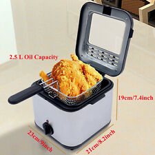 Electric Deep Fryer With Basket Small Fryer Stainless Steel Fish Fryer 1kw 2.5l