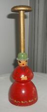 Antique Wood Hat Wig Stand Whand Painted Girl Red Dress Green Hat In Germany