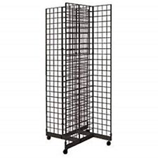 2 X 6 4-way Gridwall Display Fixture With Rolling Base- Black