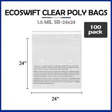 100 24x24 Large Ecoswift Self Seal Suffocation Warning Clear Poly Bags Free Ship