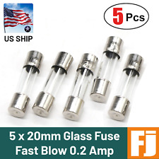 5 Pcs Fast-blow Fuse 0.2a 250v Glass Fuses 5 X 20 Mm 0.2 Amp Us Ship