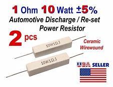 2 Pcs 1 Ohm 1r 10 Watt 10w Automotive Re-set Ceramic Cement Power Resistor -usa