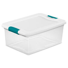 Sterilite 15 Quart Latching Storage Box Stackable Bin With Latch Lid 12 Pack