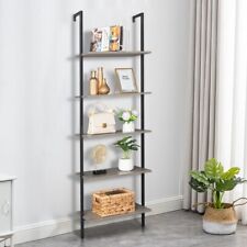 5-shelf Wood Ladder Bookcase With Metal Frame Industrial 5-tier Modern Ladder S