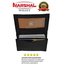 Genuine Leather Black Expandable Credit Card Id Business Card Holder Wallet
