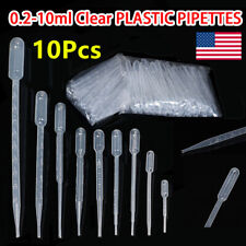 10x Disposable Plastic Eye Dropper Set Transfer Lab Graduated Pipettes 0.5-10ml