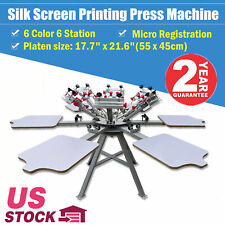 6 Color 6 Station Silk Screen Printing Press Machine With Micro Registration