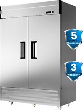New Commercial Reach In Freezer 2 Solid Door Stainless Steel Restaurant 49 Cu.ft