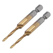 M3x0.5 Titanium Coated High Speed Steel Combination Drill And Tap Bit Long 2pcs