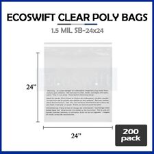 200 24x24 Large Self Seal Suffocation Warning Clear Poly Bags 1.5 Mil Free Ship