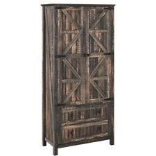 64.5 Tall Kitchen Pantry Storage Cabinet Cupboard With Barn Doors 2 Drawers