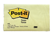 Post-it Notes 3m Lot 655 3x5 Yellow 100 Sheets Total Of 2 Pads