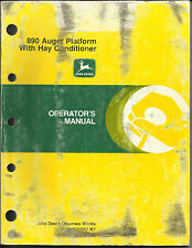 John Deere 890 Auger Platform With Hay Conditioner Operators Manual