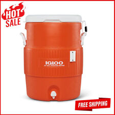 10 Gal Water Jug W Cup Ice Bucket Large Commercial Beer Outdoor Cooler Orange