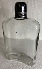 Vintage Glass Hip Flask 7 14 X 4 Stainless Caps