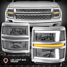 L-led Drlsequential Signal For 14-15 Silverado 1500 Headlights Smokedclear