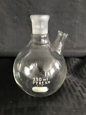 Corning Pyrex Glass 250ml 1922 Round Bottom Flask W 10mm Id Side Port