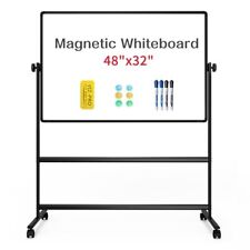 Viz-pro Double-sided Mobile Whiteboard 48 X 32 In Adjustable Dry Erase Board