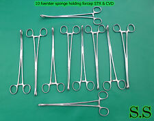 10 Pcs Foerster Sponge Holding Forcep 9.5 Straight Curved Surgical Instrument
