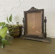 1920s Antique Art Deco Swinging Carved Wood Picture Frame With Original Photo