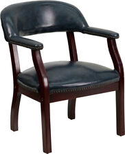 Traditional Style Navy Vinyl Conference Office Side Chair Waccent Nail Trim