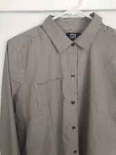 Cutter Buck Versatech Mens Button Down Shirt Check Long Sleeve Size L