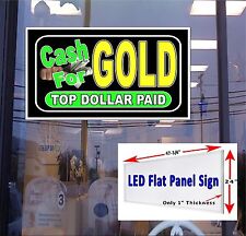 Cash For Gold Top Dollar Paid Led Flat Panel Light Box Window Sign 48x24