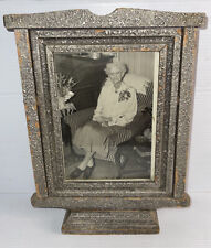 Vintage Antique Art Deco Wood Carved Swivel Frame Wglass For 5x7 Picture