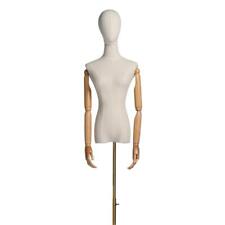 Female Dress Form With Head And Posable Wood Arms Mannequin Torse Body W Base