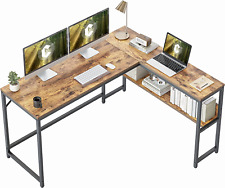 L Shaped Desk 55.1 Inch Corner Computer Desk With Storage Shelves Home Office