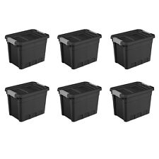 7.5 Gallon Stackable Tote Box Plastic Storage Box Black Set Of 6 Container Bin