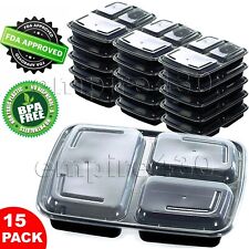 15 Pack Paczsaver Meal Prep Containers 3 Compartments Food Storage Boxes 32oz